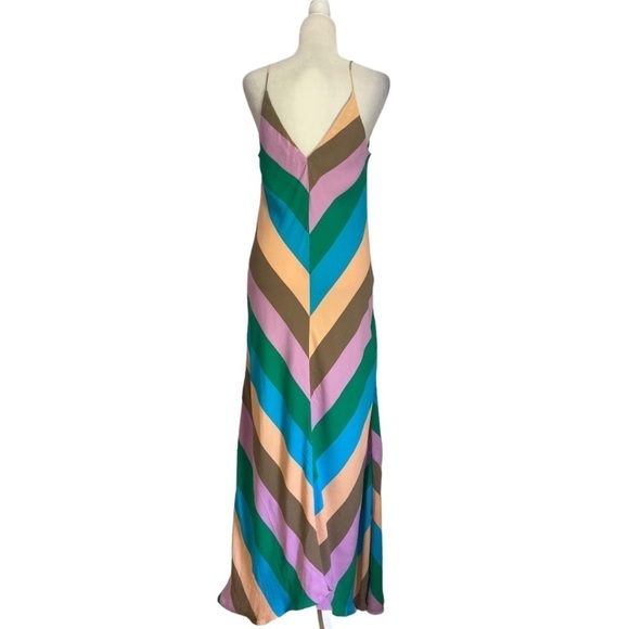 Tibi Julian Chevron Multi Stripe Maxi Slip Dress - Picture 6 of 15